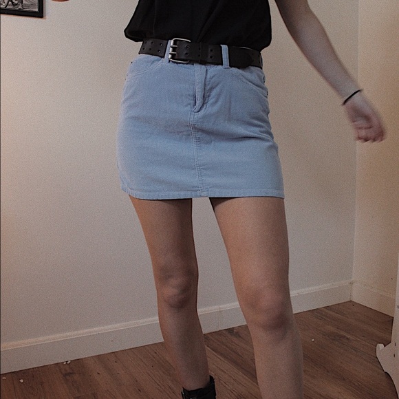 Baby blue corduroy mini skirt - Picture 1 of 5
